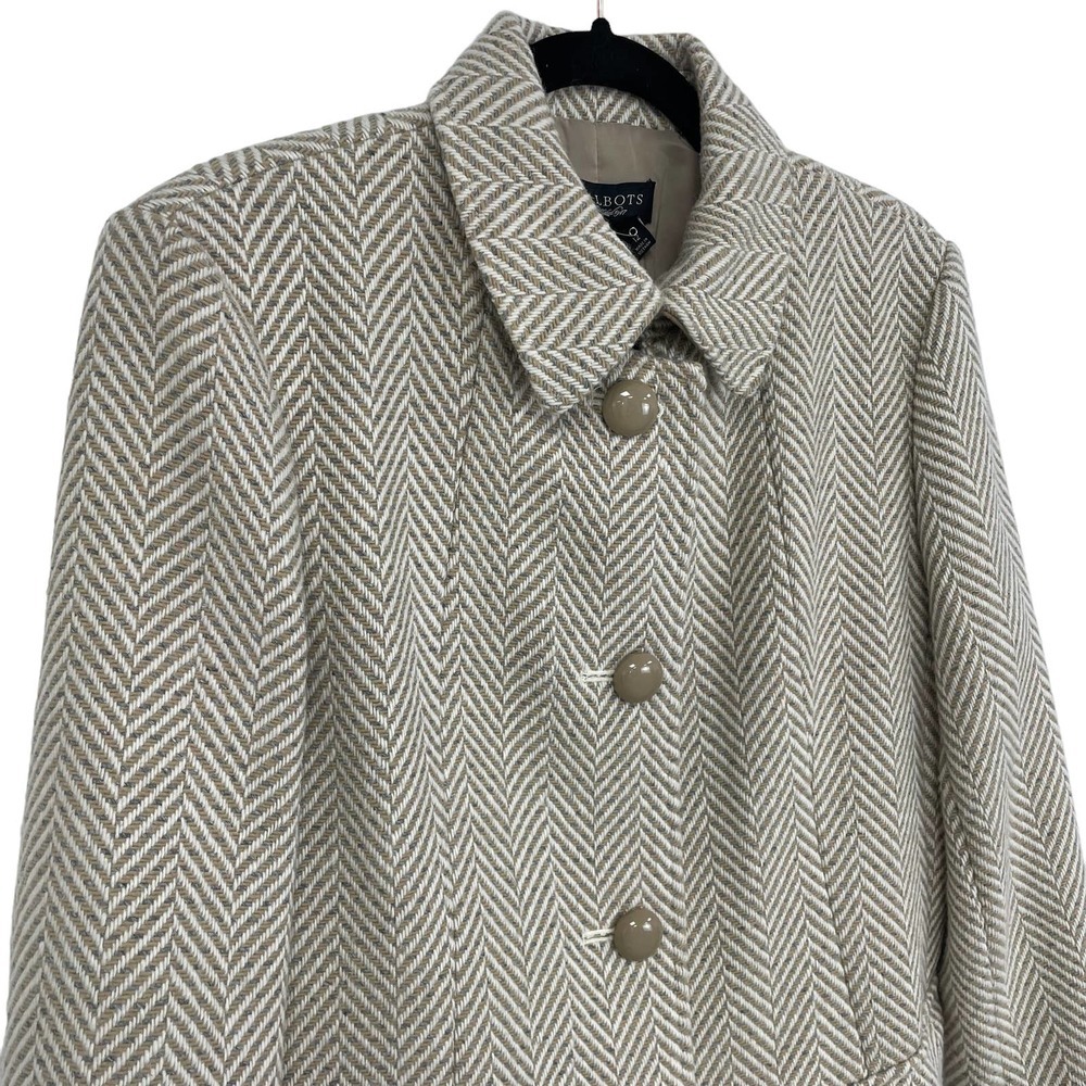 Talbots Button Front Wool Blend Short Coat Beige … - image 2